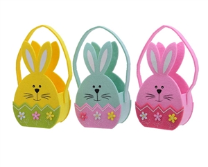 Felt Basket Bunnies 3 Assorted 6x11x20.50cm