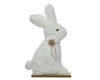 Faux Fur Bunny On Wood Base 21cm