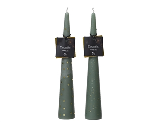2asst Cone Candle With Gold - Green