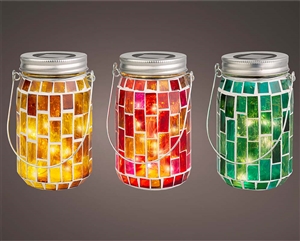 Solar Jar Glass 3 Assorted - 10x18x6cm