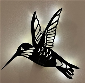 Cast Iron Solar Wall Light - Humming Bird 35cm