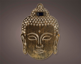 Cast Iron Solar Wall Light - Buddha Head 37cm