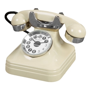 Cream Telephone Miniature Clock 6.5cm