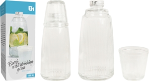 Glass Bottle With Drinking Glass 25cm