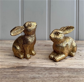 Gold Bunny Decoration 2 Assorted 8cm