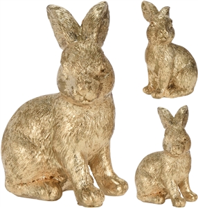 Gold Bunny Decoration 2 Assorted 12cm