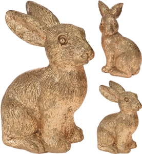 Gold Bunny Decoration 2 Assorted 15cm