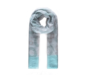 Ladies Blue And White Long Scarf With Circular Print 180cm
