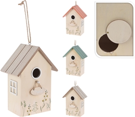 3asst Wooden Bird House 21.5cm