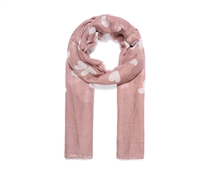 Ladies Pink Long Scarf With Colourful Love Heart Print 180cm