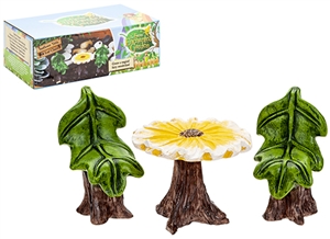 Secret Fairy Garden Sunflower And Leaf Table And Chairs