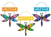 3asst Metal Dragonfly Welcome Sign