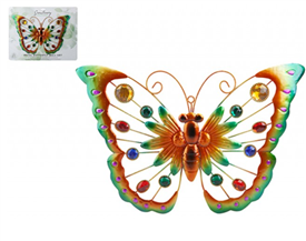 Deluxe Metal And Gem Wall Art - Butterfly 41cm