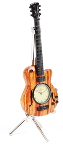 Wood Effect Guitar Miniature Clock