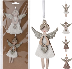 2asst Set Of 2 Hanging Angels 11cm