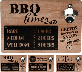 3asst BBQ Plaque With Bottle Opener 30cm