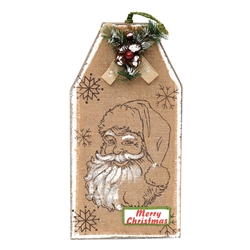 Large Wood Santa Tag Plaque 44cm