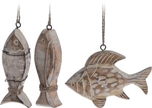 3asst Hanging Wooden Fish Decoration