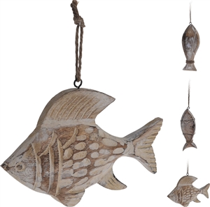 3asst Wooden Fish Decoration