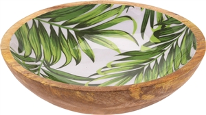 Wooden Bowl With Leaf Print
