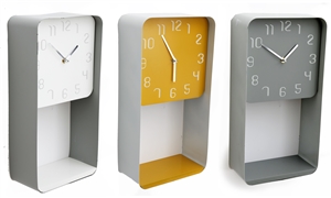 Square Abstract Clock With Shelf 40cm 3 Assorted