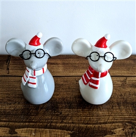 DUE EARLY AUGUST 2asst Medium Ceramic Mouse with Glasses 11cm