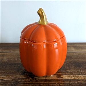 DUE EARLY AUGUST Ceramic Pumpkin Jar with Lid 13cm - Orange