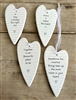 DUE EARLY AUGUST 4asst Ceramic Hanging Heart Message Plaques 11.5cm - Sentiments