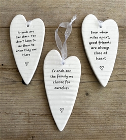 3asst Ceramic Hanging Heart Message Plaques 11.5cm - Friends