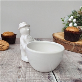Ceramic Snowman Trinket Dish / Snack Bowl 13cm - White