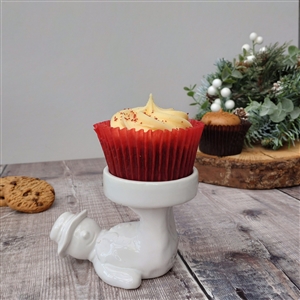 Ceramic Snowman Candle Holder / Cupcake Holder - White