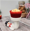 Ceramic Snowman Candle Holder / Cupcake Holder - Painted