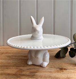 DUE MID JANUARY - Standing Rabbit Cakeplate with Beaded Edge 20cm
