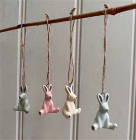 DUE MID JANUARY - 4 asst Ceramic Bunny Mini Hanger 4cm