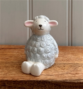 DUE MID JANUARY - Porcelain Sitting Sheep Ornament 8.5cm