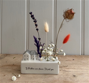 DUE MID JANUARY - Porcelain Flower Block with Houses 8cm - Mother