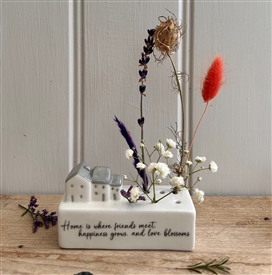 DUE MID JANUARY - Porcelain Flower Block with Houses 8cm - Home