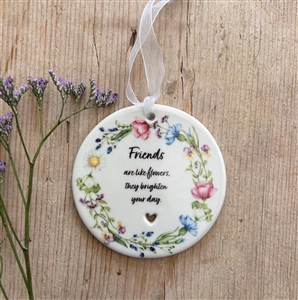 DUE MID JANUARY - English Wildflowers Porcelain Disc Hanger - Friends