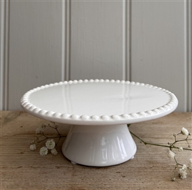 DUE MID JANUARY - Simple 6 Inch Cakeplate / Display Plate with Beaded Edge - White