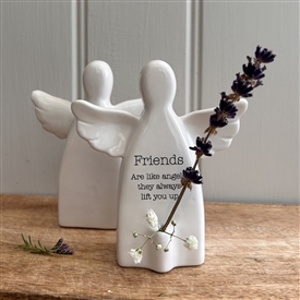 DUE MID JANUARY - Ceramic Angel Ornament with Flower Stem Holder 12.5cm - Friends