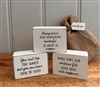 DUE MID JANUARY - 3asst Wooden Gratitude Block with Hessian Gift Pouch 7x5cm - Positivity