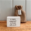 DUE MID JANUARY - Wooden Gratitude Block with Hessian Gift Pouch 7x5cm - Teacher