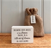 DUE MID JANUARY - Wooden Gratitude Block with Hessian Gift Pouch 7x5cm - Loss