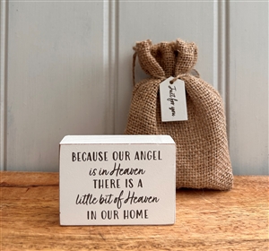 DUE MID JANUARY - Wooden Gratitude Block with Hessian Gift Pouch 7x5cm - Loss