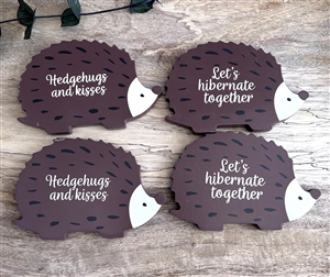 Set of 4 Wooden Hedgehog Coasters