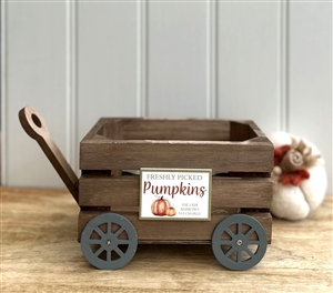 Wooden Pumpkin Cart Ornament 19x10x11cm (ex.handle)