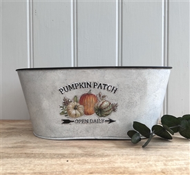 Pumpkin Patch Embossed Vintage Zinc Oval Planter 27cm