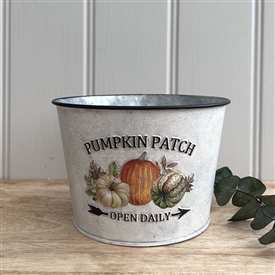 Pumpkin Patch Embossed Vintage Zinc Round Planter 15.5cm