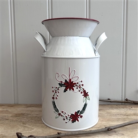 Festive Wreath Embossed Vintage Zinc Churn 21cm