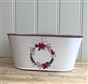 Festive Wreath Embossed Vintage Zinc Oval Planter 27cm